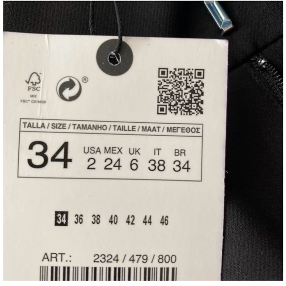 Zara Black Tailored Trousers NWT Women’s Size 2 - Picture 5 of 5